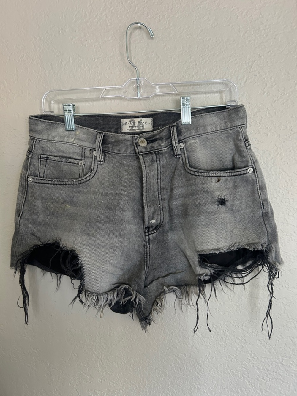 We The Free Distressed Gray Jean Cutoff Shorts